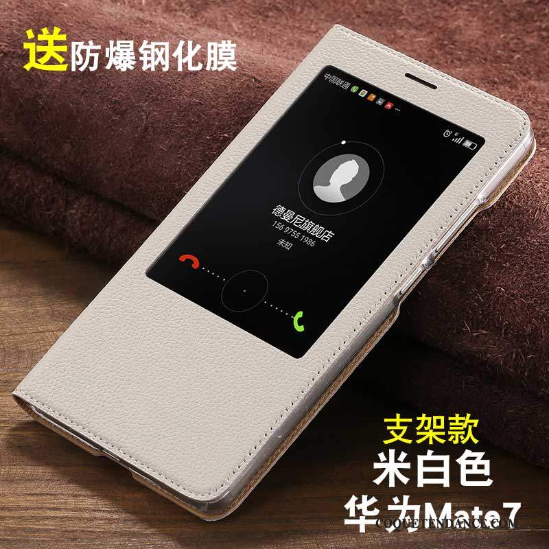 Huawei Ascend Mate 7 Coque Housse De Téléphone Incassable Protection Cuir Véritable
