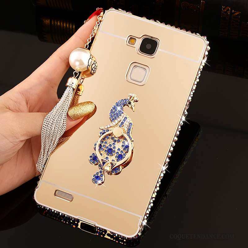 Huawei Ascend Mate 7 Coque Incruster Strass Protection Rose Difficile Tendance