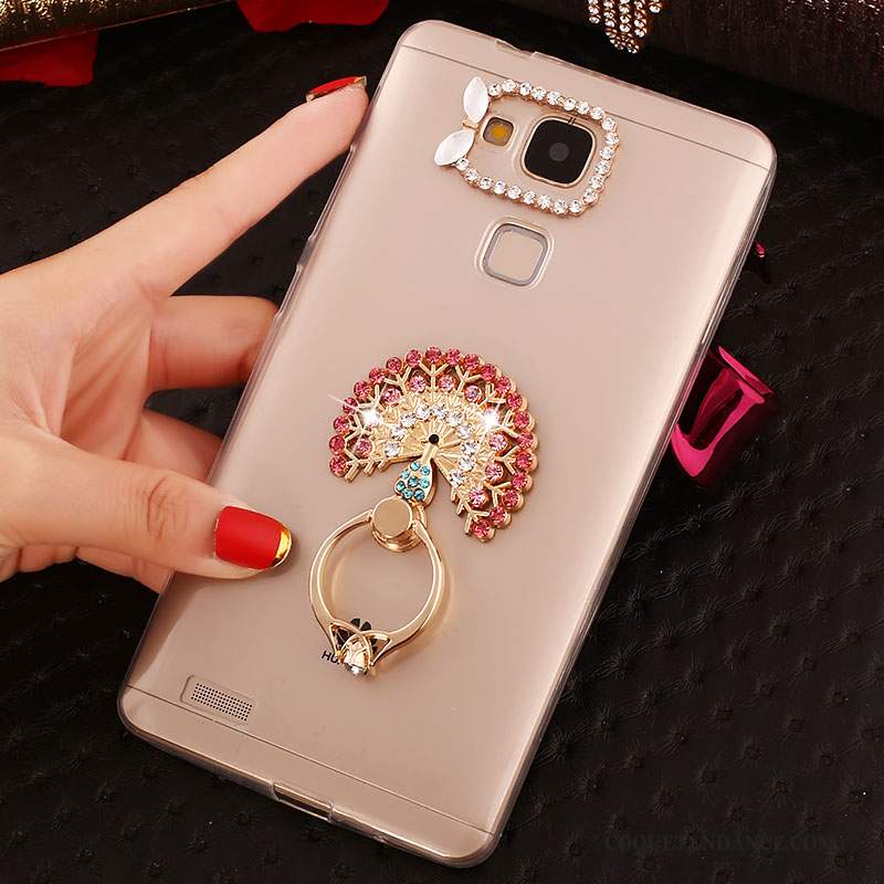 Huawei Ascend Mate 7 Coque Rose Protection Strass Étui