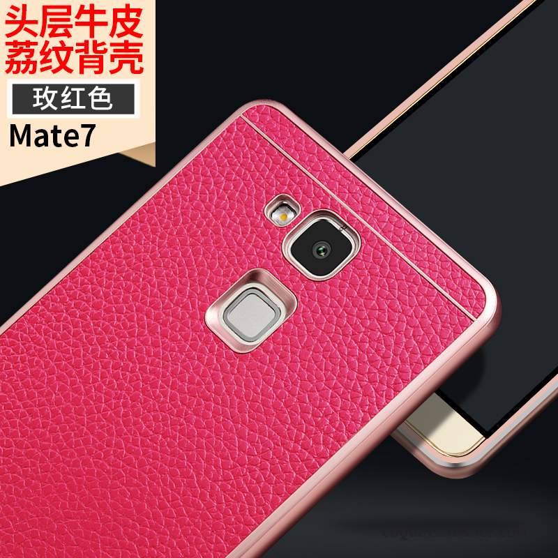 Huawei Ascend Mate 7 Coque Étui Étui En Cuir De Téléphone Incassable Métal