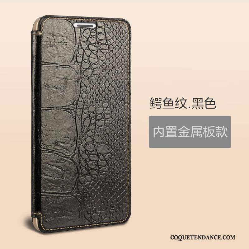 Huawei Ascend Mate 7 Coque Étui Étui En Cuir Noir Cuir Véritable