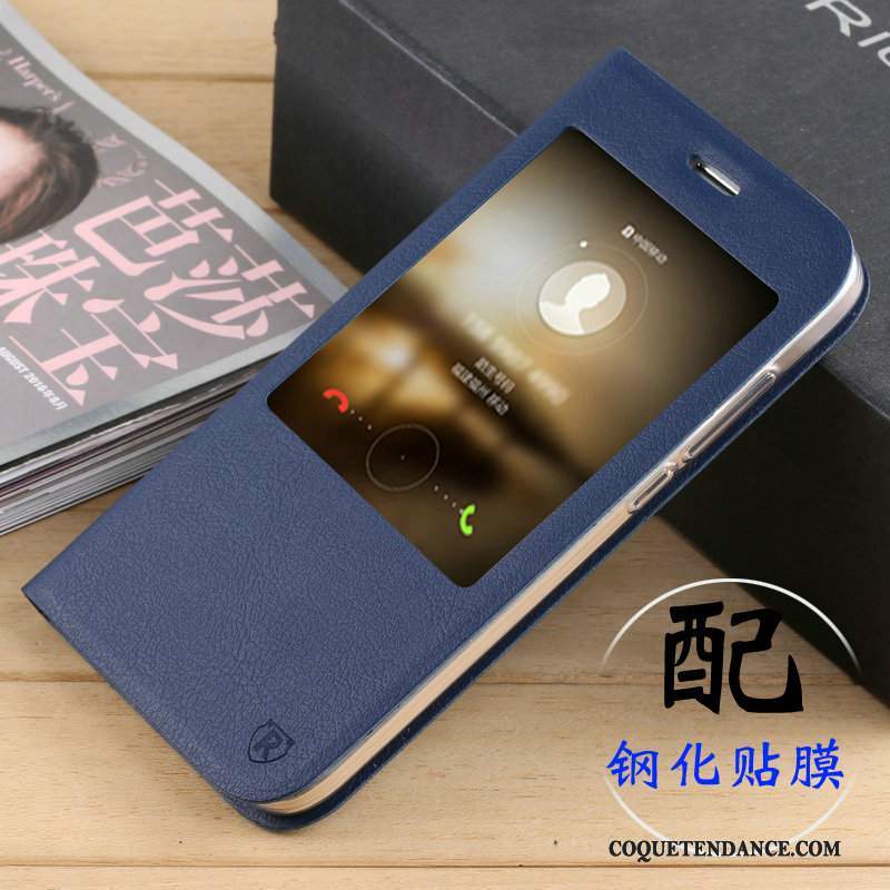 Huawei G7 Plus Coque Bleu Marin Housse Étui En Cuir De Téléphone