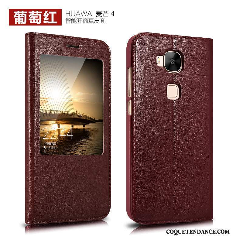 Huawei G7 Plus Coque Cuir Véritable Étui En Cuir De Téléphone Clamshell Protection