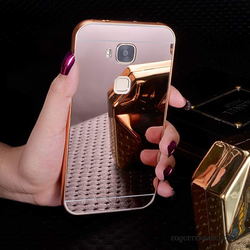 Huawei G7 Plus Coque De Téléphone Métal Rose Étui Miroir