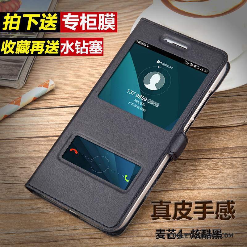 Huawei G7 Plus Coque Noir De Téléphone Protection Étui En Cuir Housse
