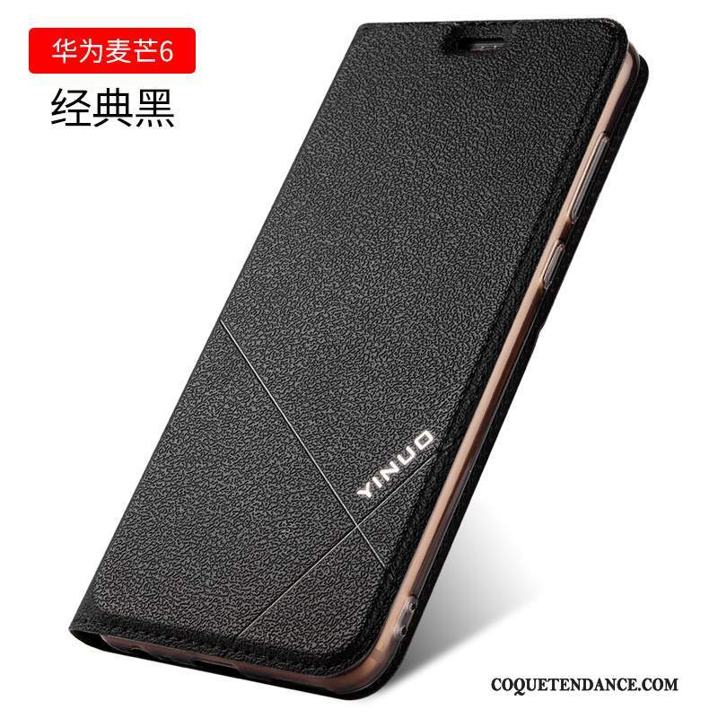 Huawei G9 Plus Coque Incassable Étui En Cuir Clamshell Noir De Téléphone