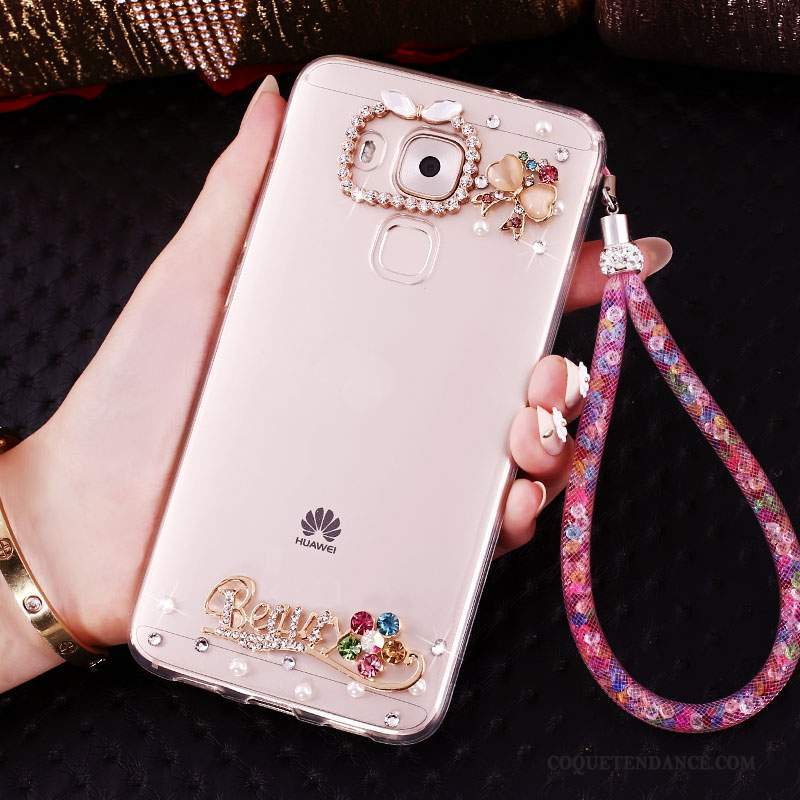 Huawei G9 Plus Coque Rose Frais Pendentif Protection Transparent