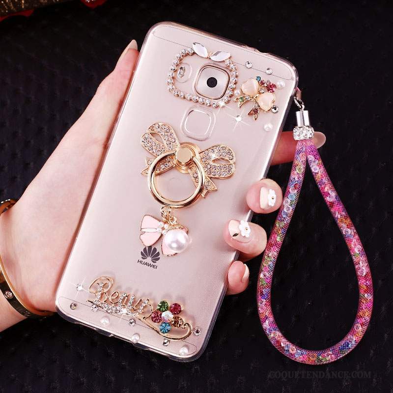 Huawei G9 Plus Coque Rose Frais Pendentif Protection Transparent