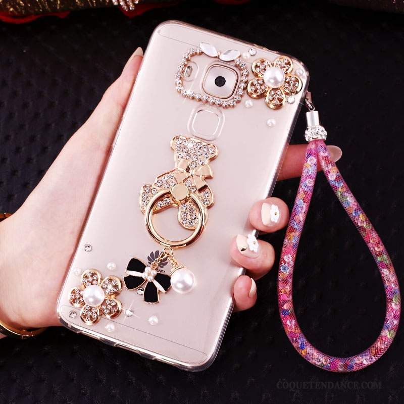 Huawei G9 Plus Coque Rose Frais Pendentif Protection Transparent