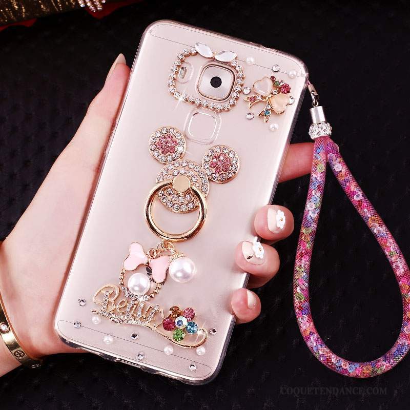 Huawei G9 Plus Coque Rose Frais Pendentif Protection Transparent