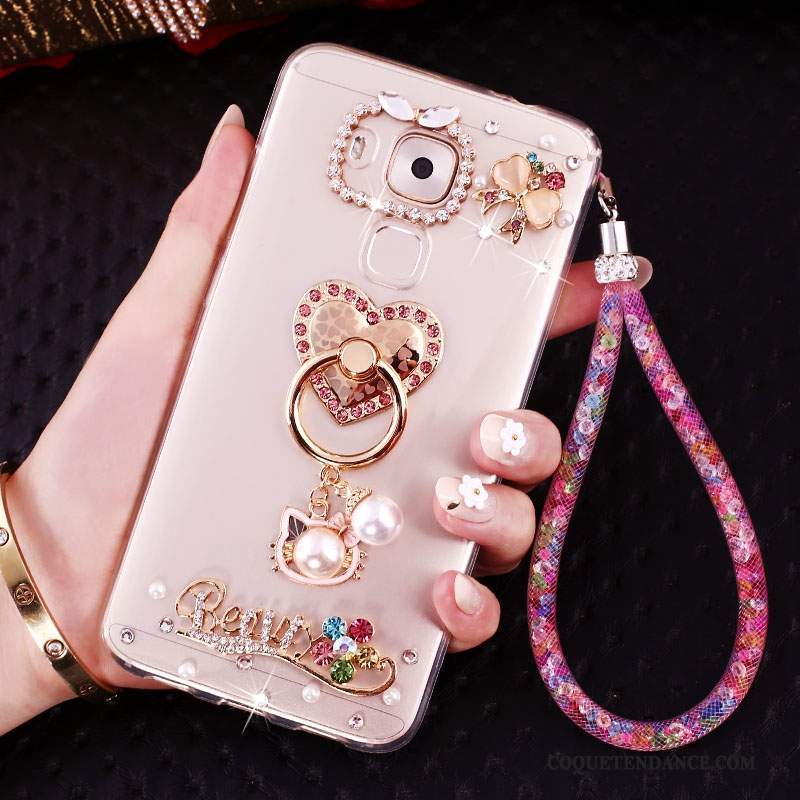 Huawei G9 Plus Coque Rose Frais Pendentif Protection Transparent