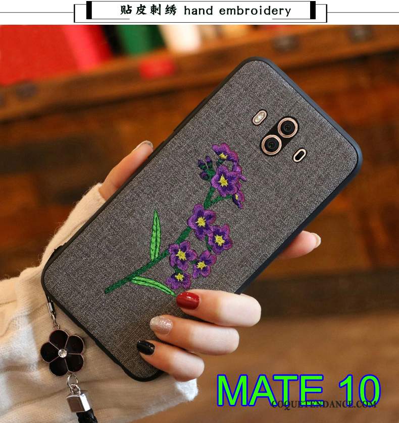 Huawei Mate 10 Coque Cuir Broderie Tout Compris Silicone
