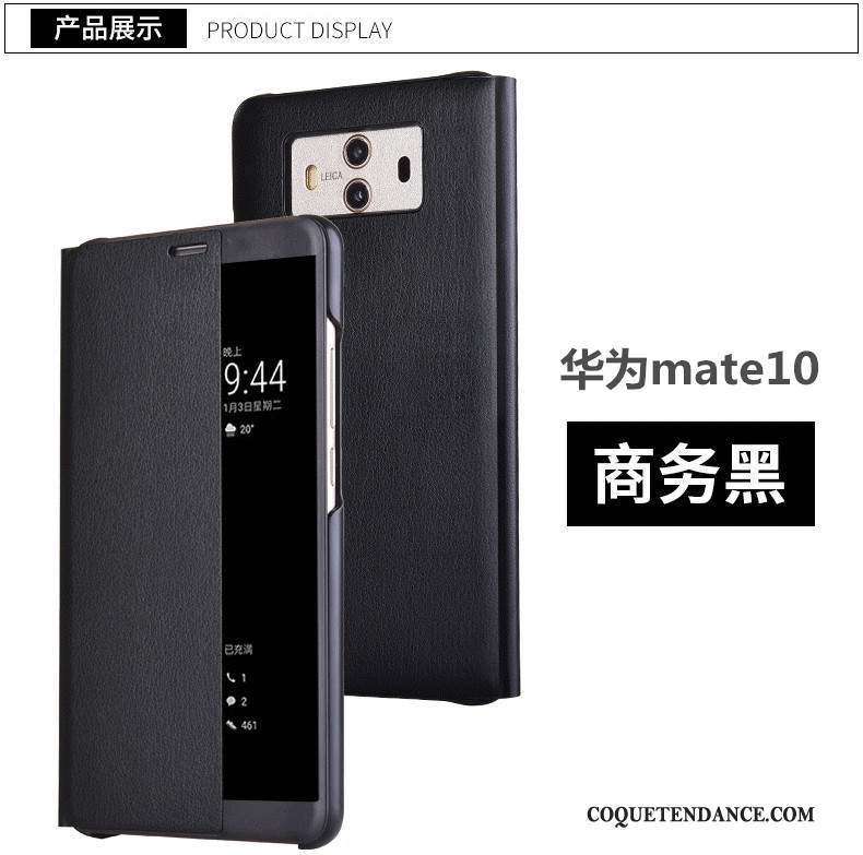 Huawei Mate 10 Coque De Téléphone Étui Étui En Cuir Clamshell Noir
