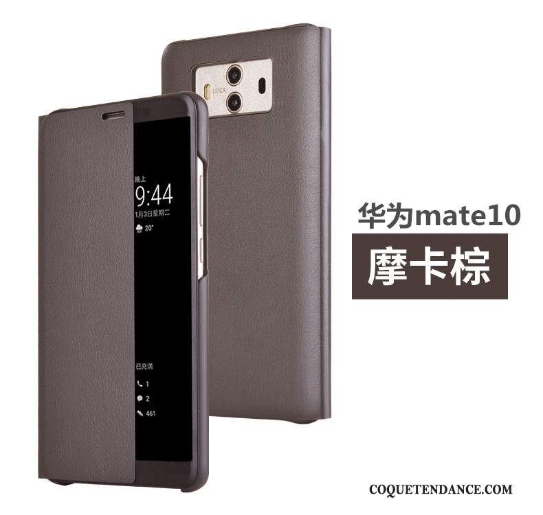 Huawei Mate 10 Coque De Téléphone Étui Étui En Cuir Clamshell Noir