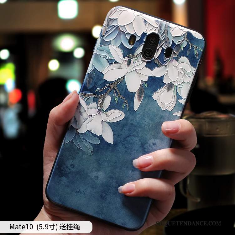 Huawei Mate 10 Coque Gaufrage Incassable Silicone Ornements Suspendus Étui