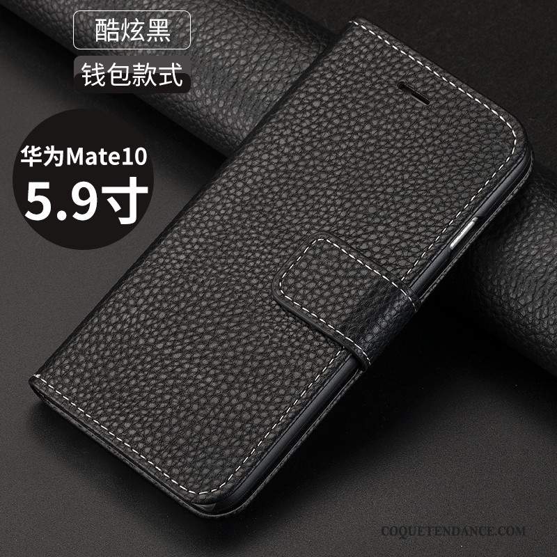 Huawei Mate 10 Coque Housse Étui En Cuir Tout Compris Noir Protection