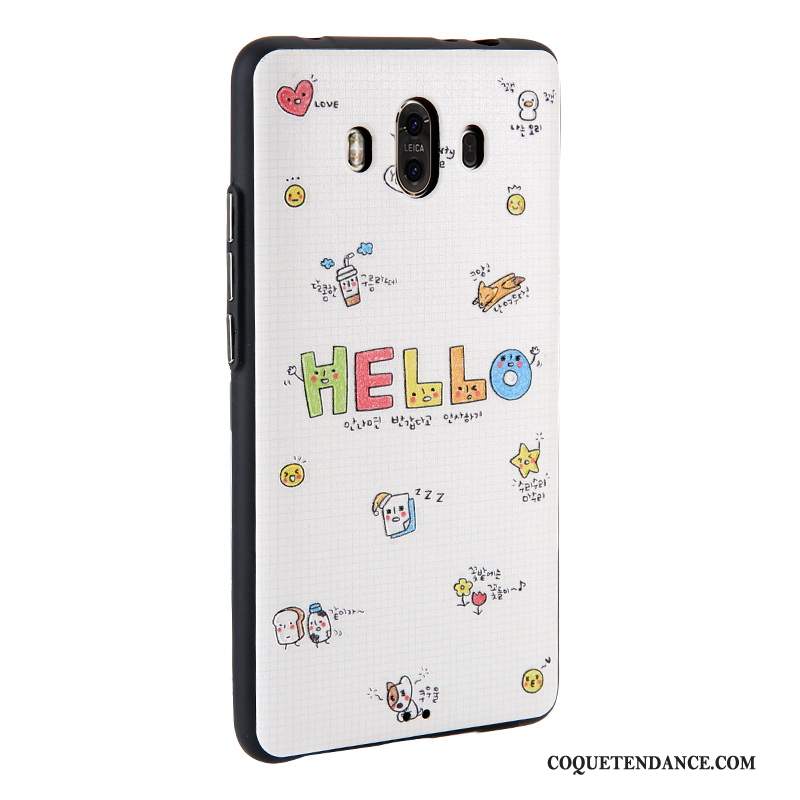 Huawei Mate 10 Coque Peinture Dessin Animé Blanc Protection Étui