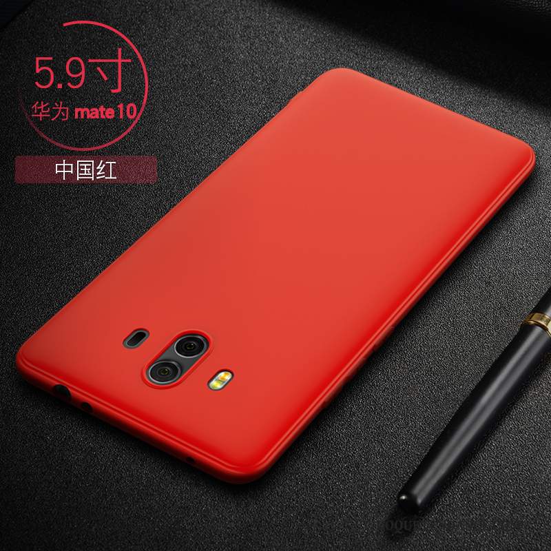 Huawei Mate 10 Coque Très Mince Rouge Tout Compris Délavé En Daim De Téléphone