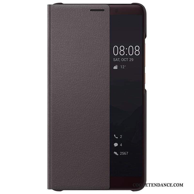 Huawei Mate 10 Coque Étui En Cuir De Téléphone Noir Protection Clamshell