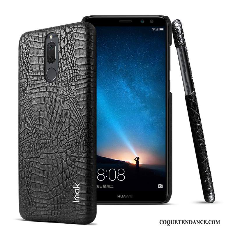 Huawei Mate 10 Lite Coque Crocodile Modèle Bleu Marin Cuir Étui