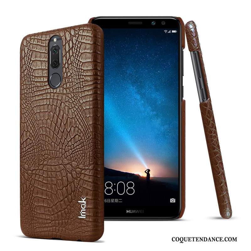 Huawei Mate 10 Lite Coque Crocodile Modèle Bleu Marin Cuir Étui