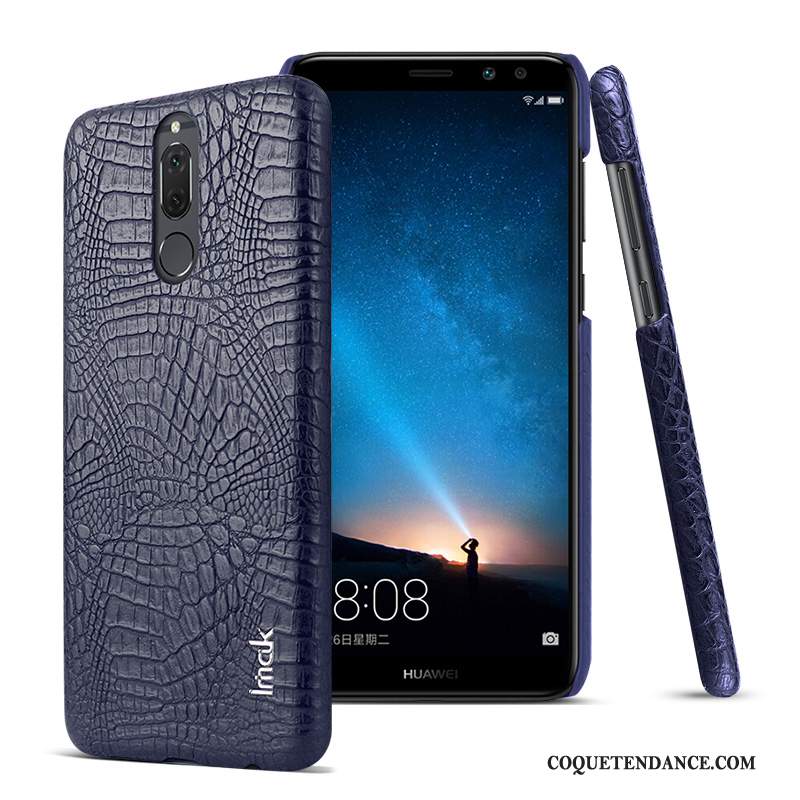 Huawei Mate 10 Lite Coque Crocodile Modèle Bleu Marin Cuir Étui