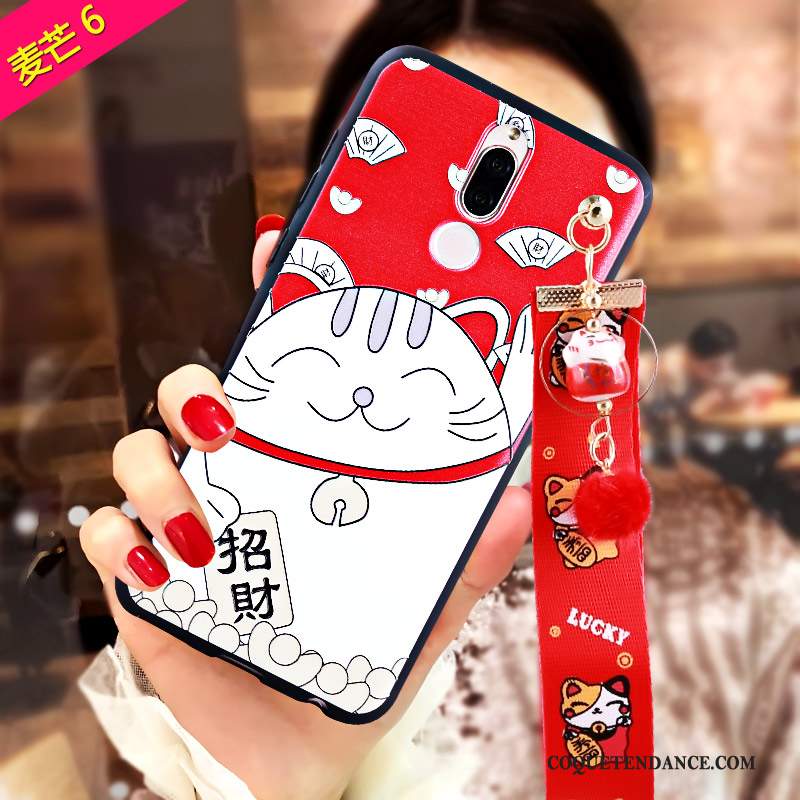 Huawei Mate 10 Lite Coque Gaufrage Chat Rouge De Téléphone Fluide Doux