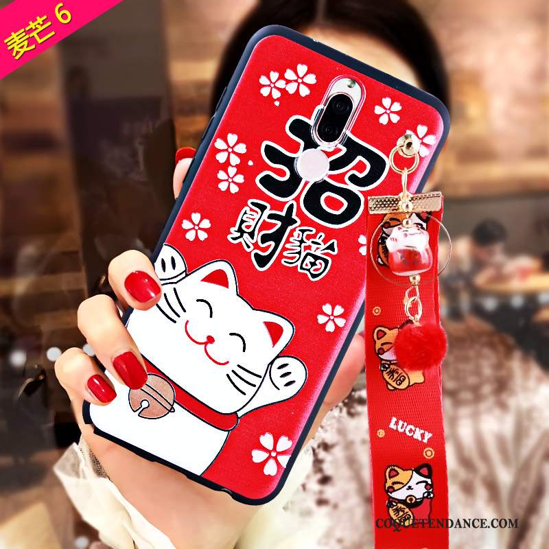 Huawei Mate 10 Lite Coque Gaufrage Chat Rouge De Téléphone Fluide Doux