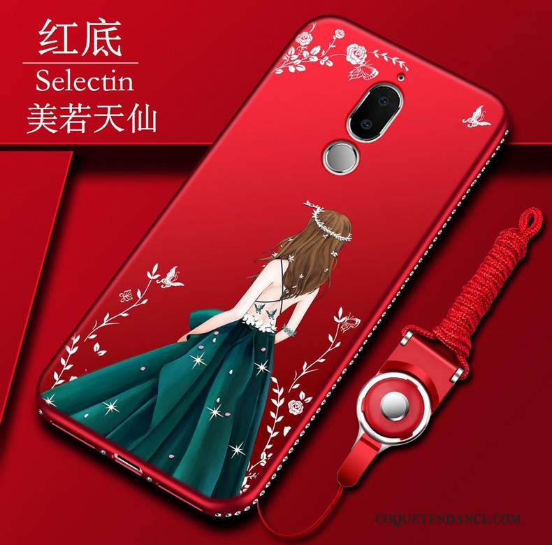 Huawei Mate 10 Lite Coque Étui Incassable Rouge Strass Protection