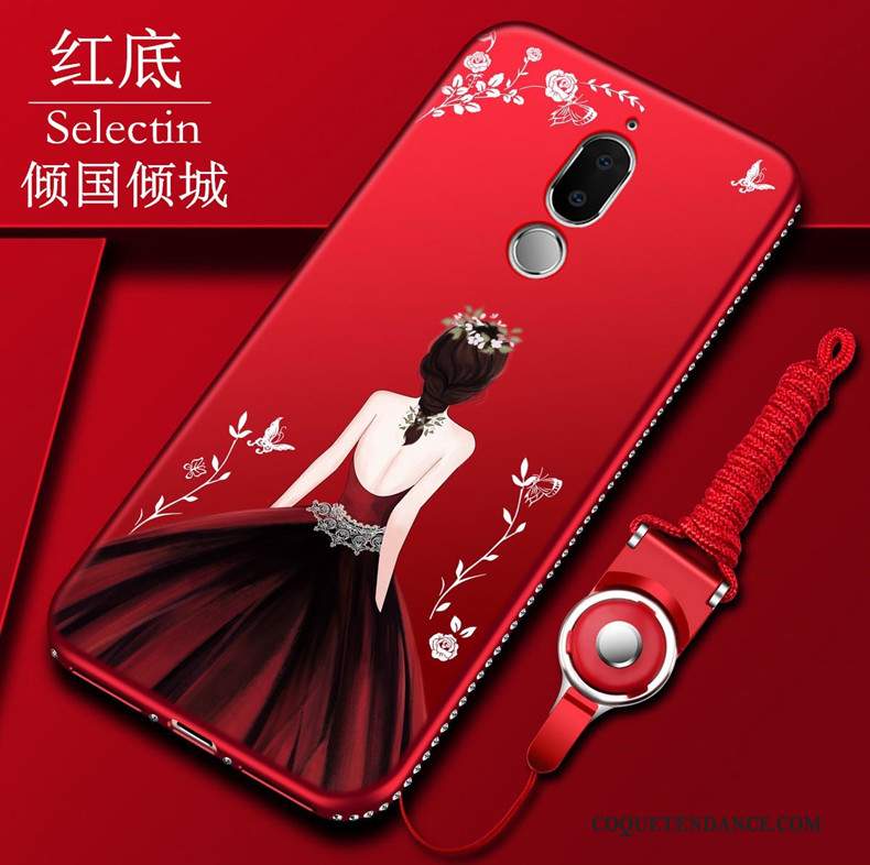 Huawei Mate 10 Lite Coque Étui Incassable Rouge Strass Protection
