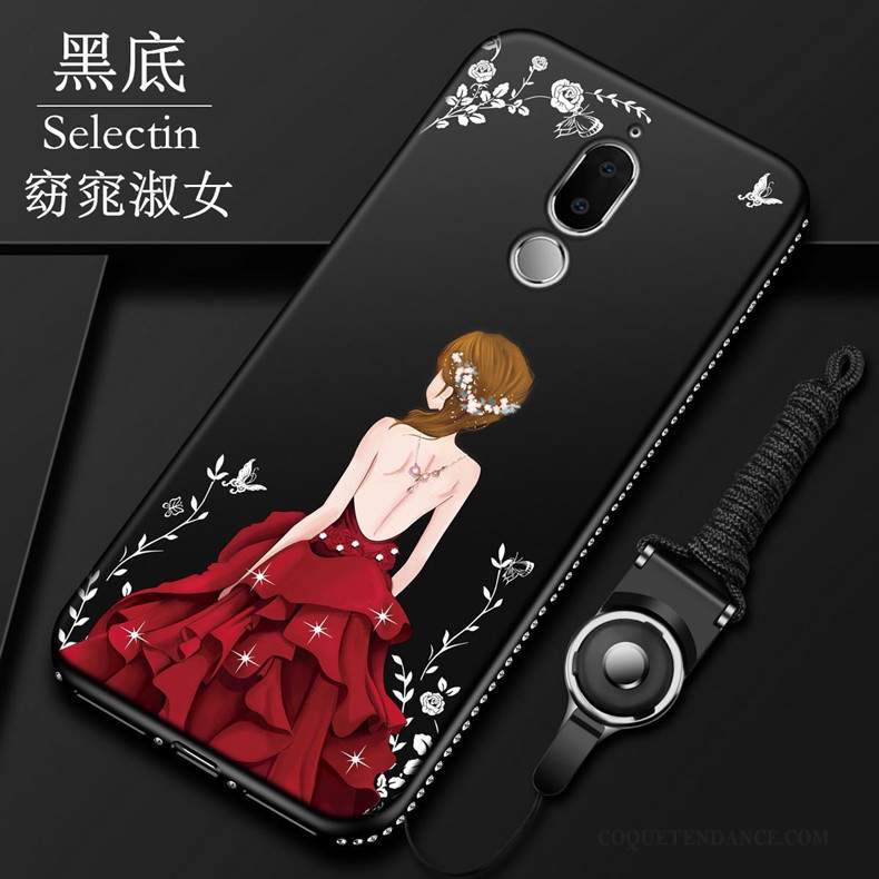 Huawei Mate 10 Lite Coque Étui Incassable Rouge Strass Protection