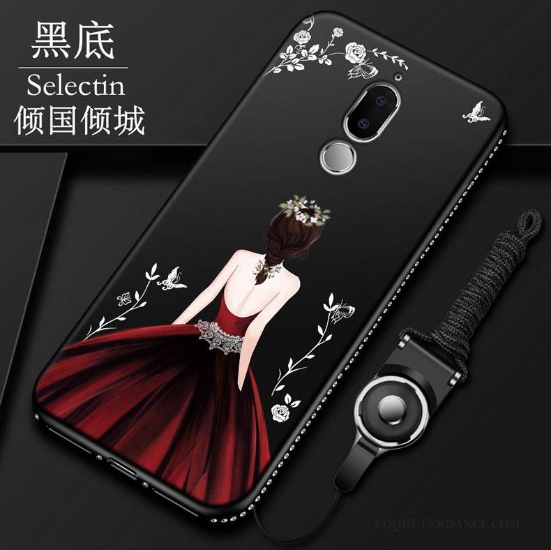 Huawei Mate 10 Lite Coque Étui Incassable Rouge Strass Protection