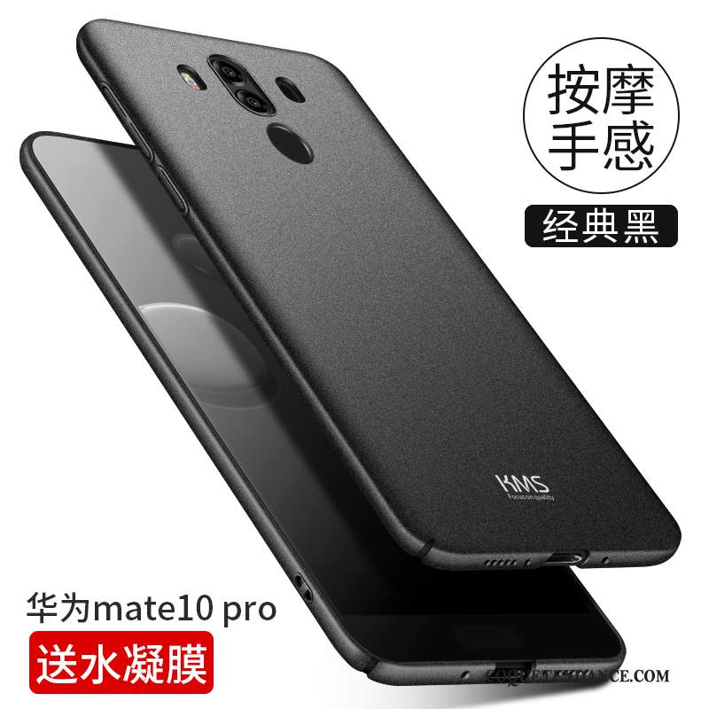 Huawei Mate 10 Pro Coque Délavé En Daim Protection Noir Tempérer Étui