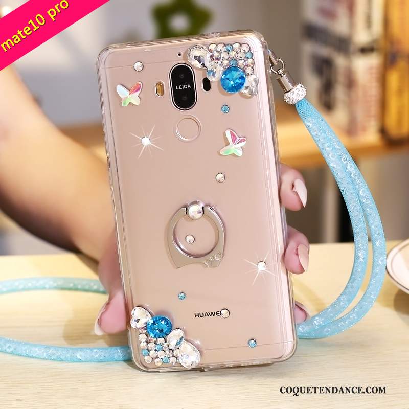 Huawei Mate 10 Pro Coque Violet Étui Protection Strass