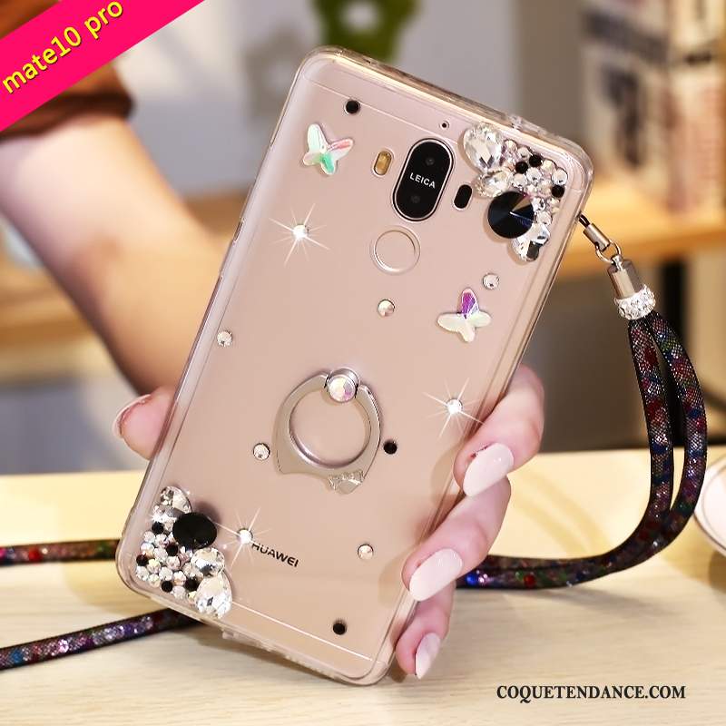 Huawei Mate 10 Pro Coque Violet Étui Protection Strass