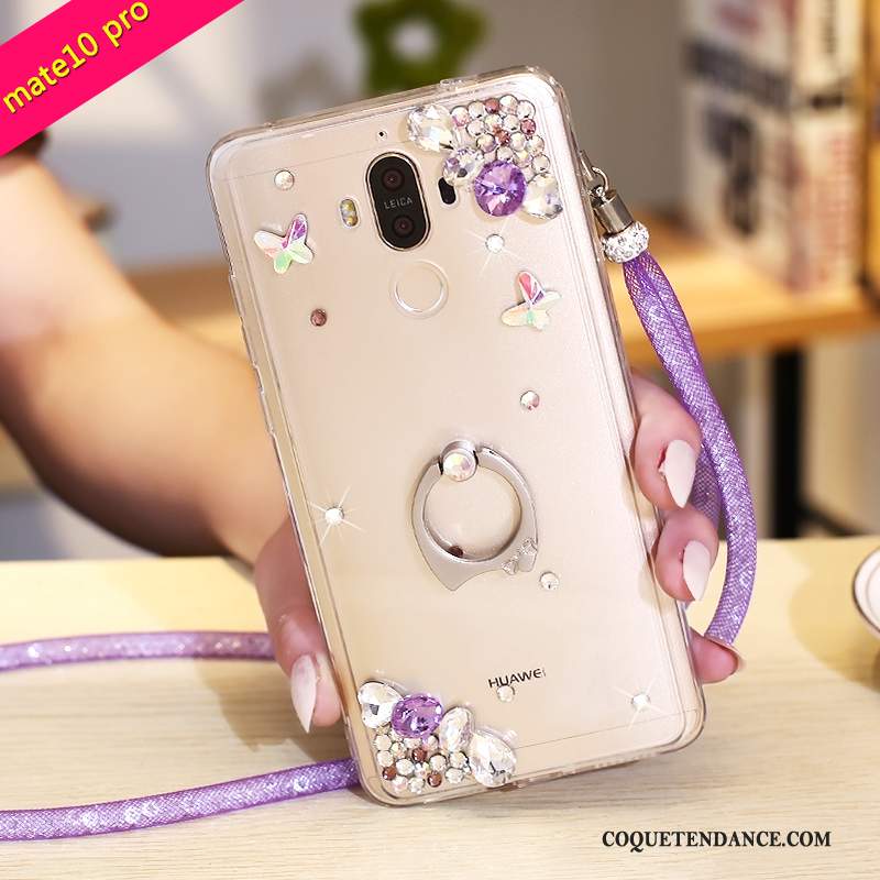 Huawei Mate 10 Pro Coque Violet Étui Protection Strass