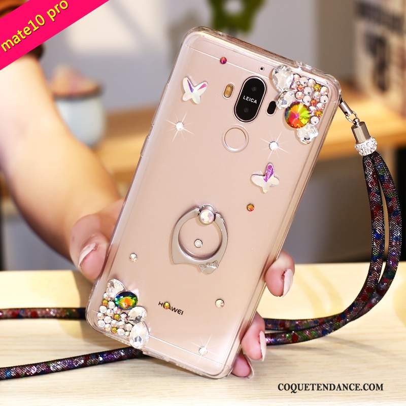 Huawei Mate 10 Pro Coque Violet Étui Protection Strass