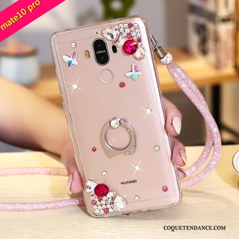 Huawei Mate 10 Pro Coque Violet Étui Protection Strass