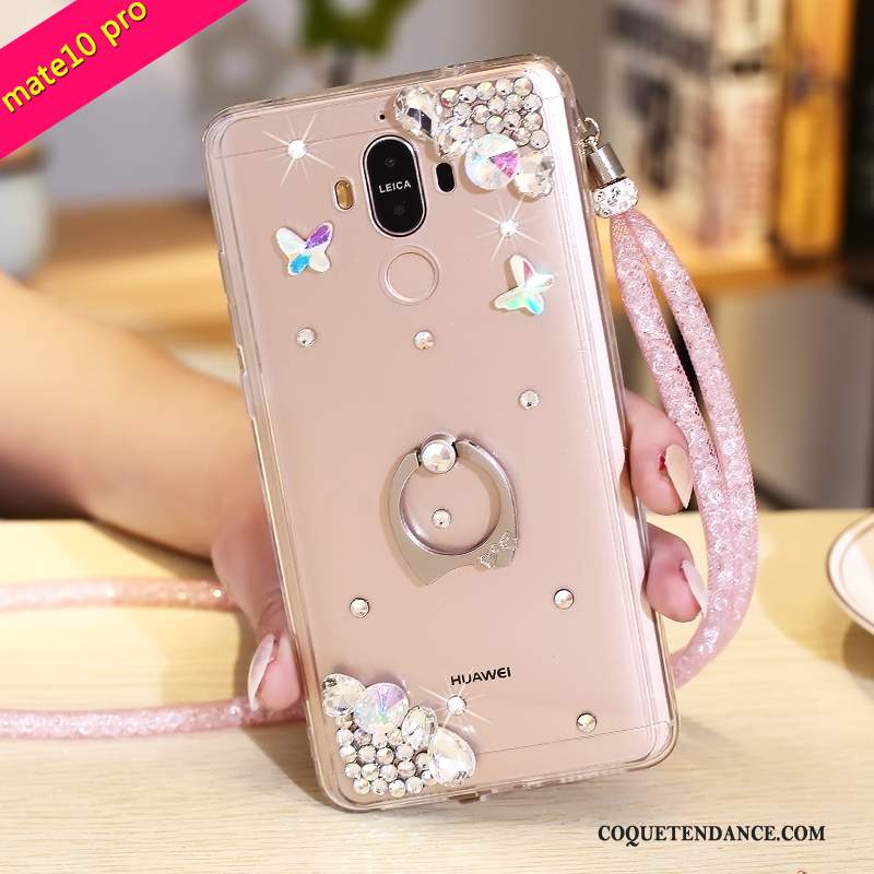 Huawei Mate 10 Pro Coque Violet Étui Protection Strass