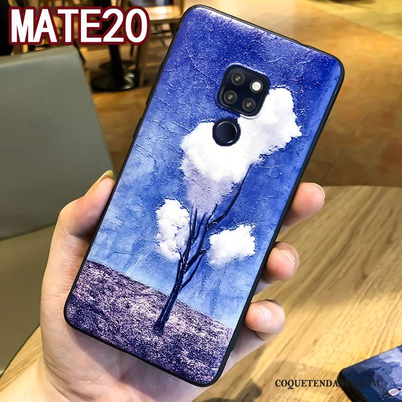 Huawei Mate 20 Coque De Téléphone Marque De Tendance Bleu Gaufrage Créatif