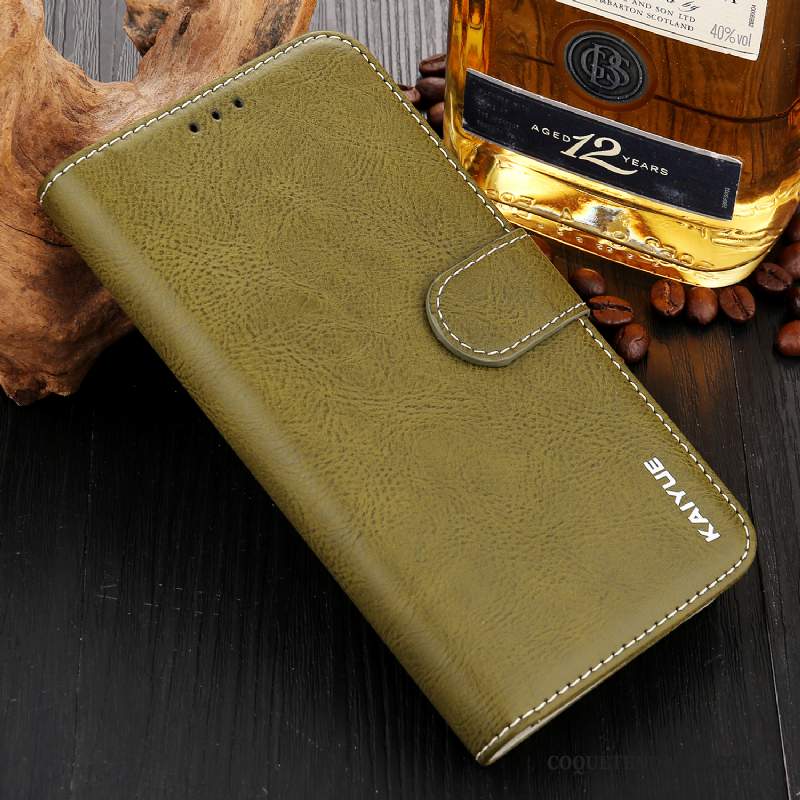 Huawei Mate 20 Coque Étui En Cuir Protection Fluide Doux Vert Incassable