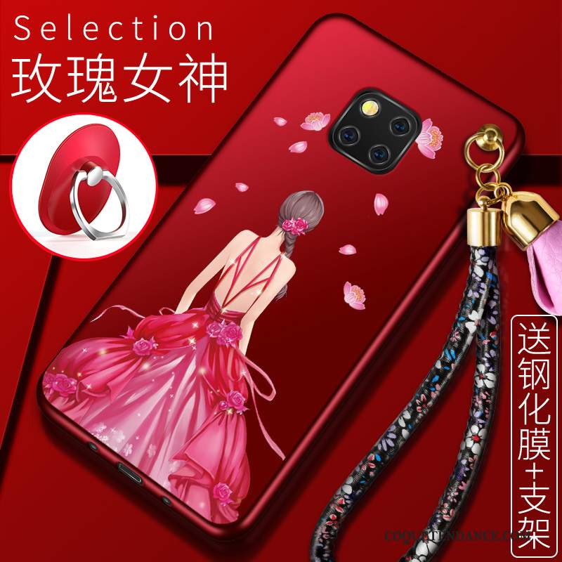 Huawei Mate 20 Rs Coque De Téléphone Rouge Étui Ornements Suspendus Fluide Doux