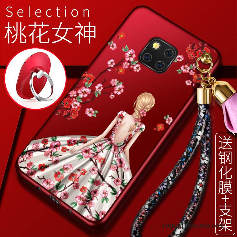 Huawei Mate 20 Rs Coque De Téléphone Rouge Étui Ornements Suspendus Fluide Doux