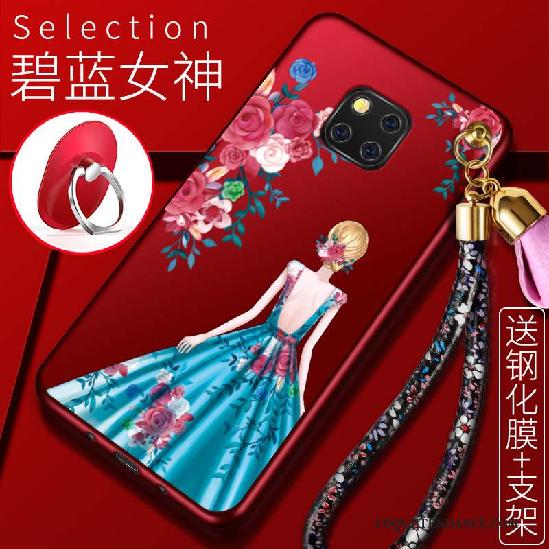 Huawei Mate 20 Rs Coque De Téléphone Rouge Étui Ornements Suspendus Fluide Doux