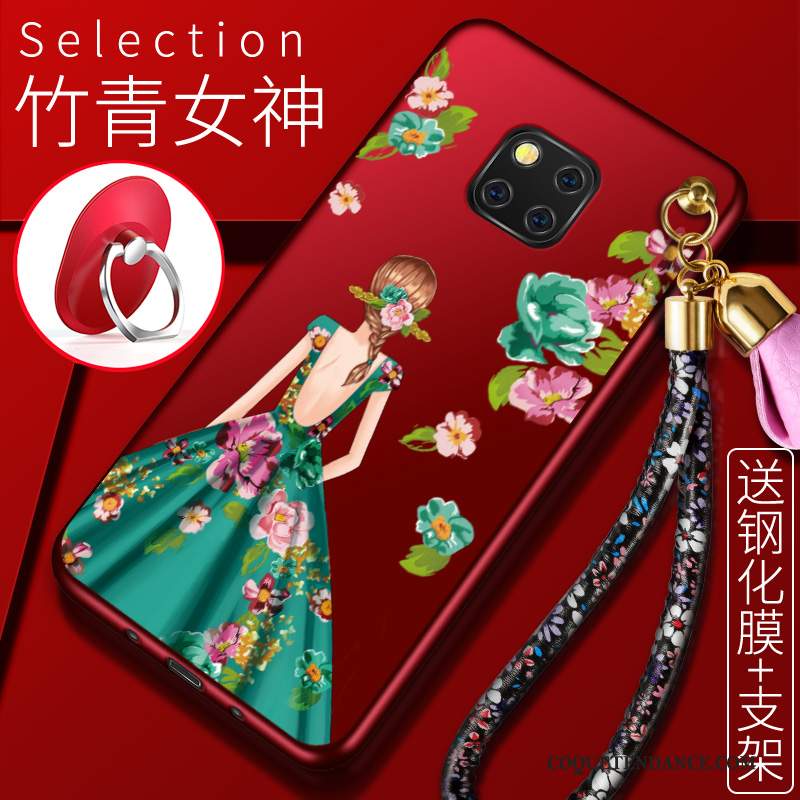 Huawei Mate 20 Rs Coque De Téléphone Rouge Étui Ornements Suspendus Fluide Doux