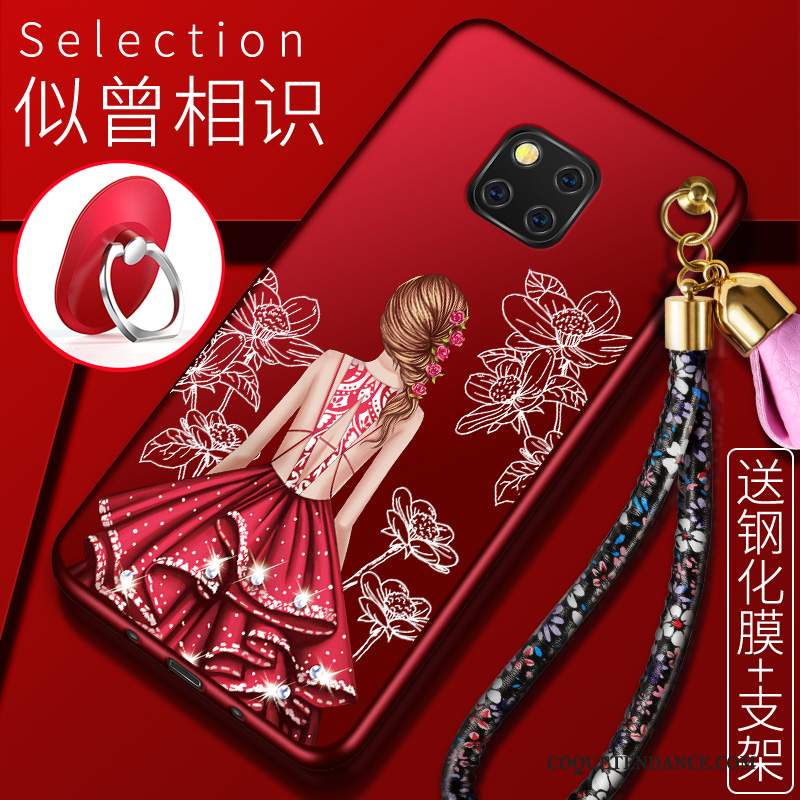 Huawei Mate 20 Rs Coque De Téléphone Rouge Étui Ornements Suspendus Fluide Doux