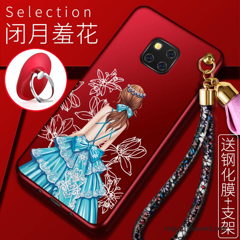 Huawei Mate 20 Rs Coque De Téléphone Rouge Étui Ornements Suspendus Fluide Doux