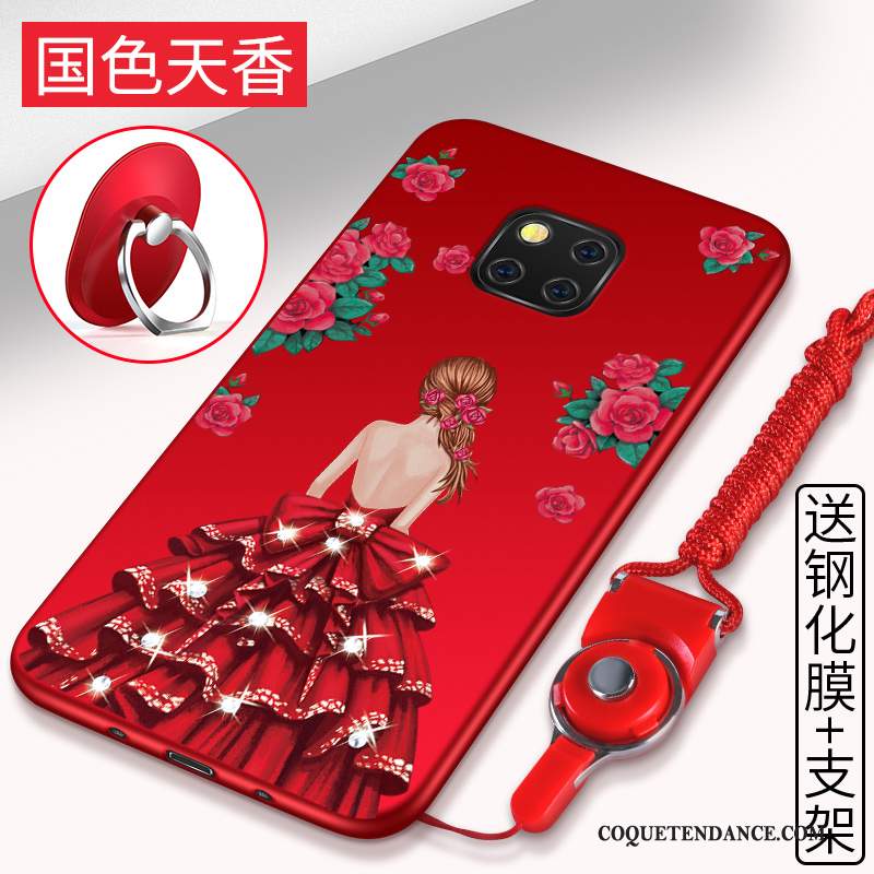 Huawei Mate 20 Rs Coque Protection Rouge Étui Fluide Doux De Téléphone