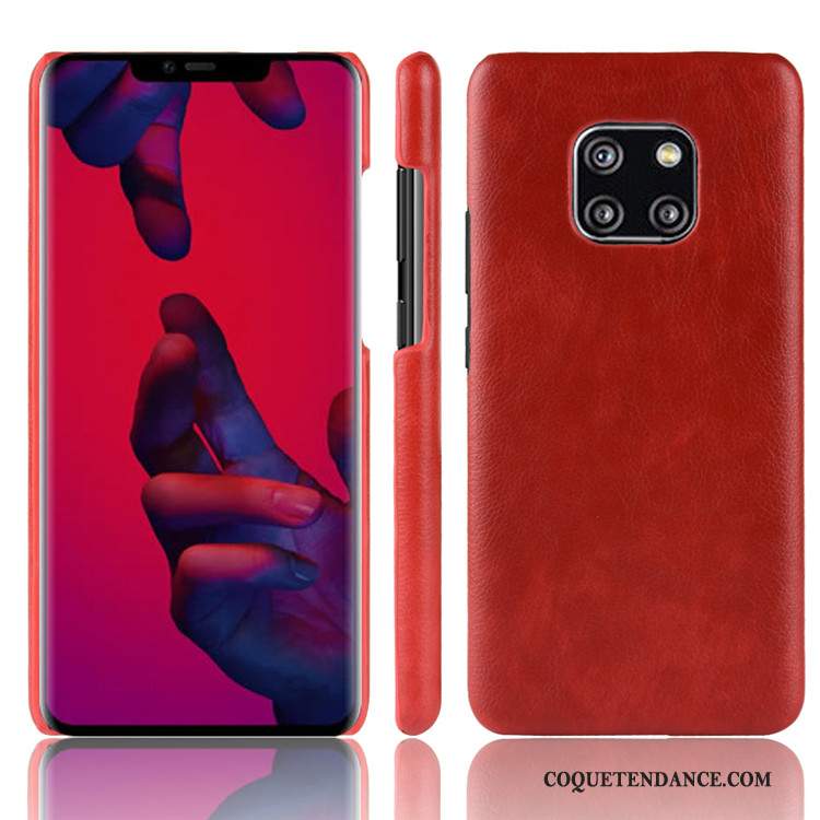 Huawei Mate 20 Rs Coque Étui De Téléphone Difficile Cuir Rouge