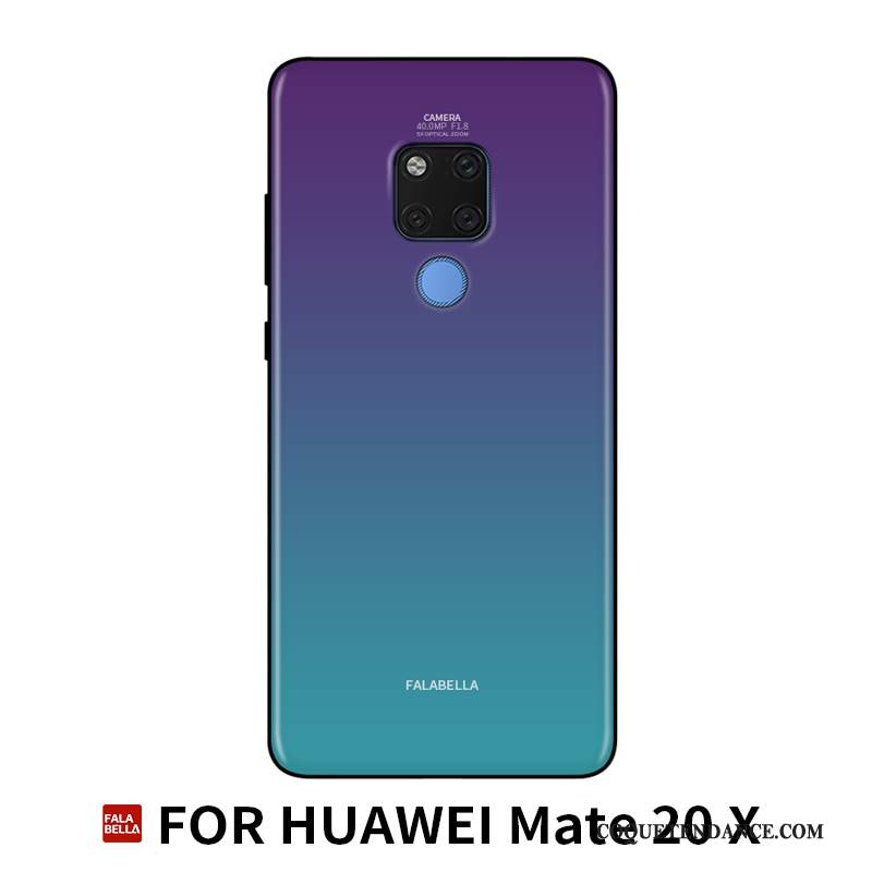 Huawei Mate 20 X Coque Protection Personnalité Verre Bleu Ornements Suspendus